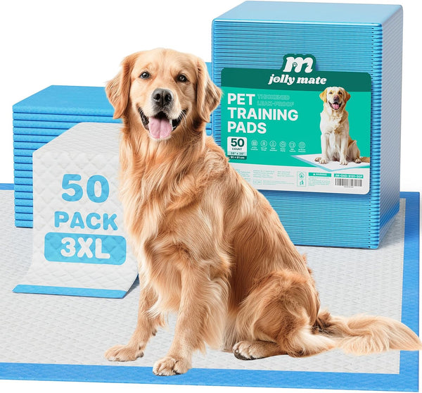 JollyMate Dog Pee Pads Extra Large 36"x36", 50 Pack 3X-Large Super Absorbent