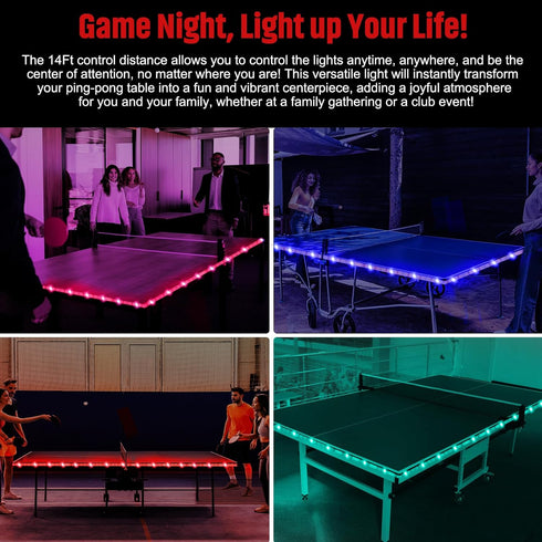 14 Ft&13 Table,16 LED Ping Pong Table Light&Net Light, Ft Light Net for Ping Pong Table&Net Color Change, Durable