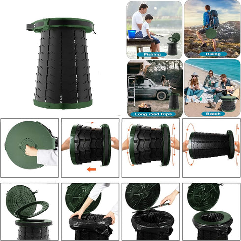 Camping,19.7" 880lbs,Retractable XXL Portable Toilet for H Adjustable Folding Toilet with Lid,Carry Bag,Capacity