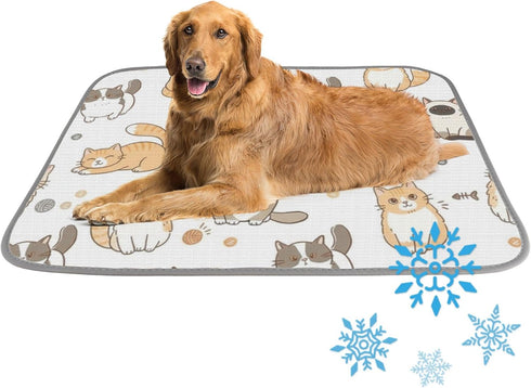 imiBBWQu Cooling Pad Cats Yellow Brown Stadium Cooling Mat Washable Mat for Dogs