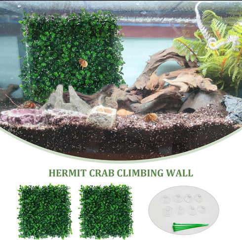 Generic 2 10x10 Inch Pieces Hermit Crab Climbing Toys, Faux Grass Hermit Crab Climbing Wall Mat Reptile Tank Decor