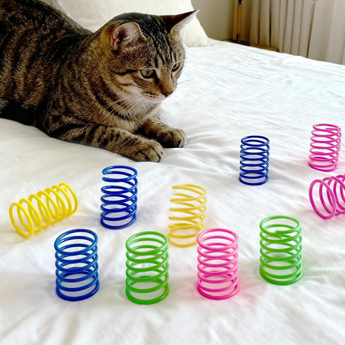30 Pack AGYM Cat Toys for Indoor Cats, Interactive Cat Spring Toys, Durable Colorful Plastic Spiral Springs for Kitten