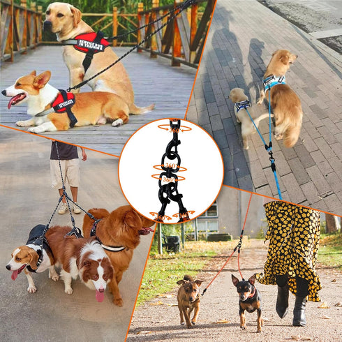 Five Dog Leash - 5 Way Leash for Dogs, 360° Swivel No Tangle Walking Leash for 5 Dogs, Comfortable with Reflective
