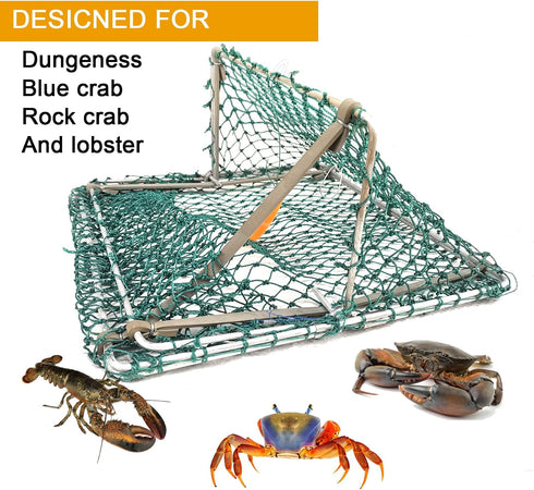 Dddzerong (2 Sets) Foldable Crab Trap & Collapsible Cage Portable, Durable Fishing Gear for Dungeness, Rock, and Blue