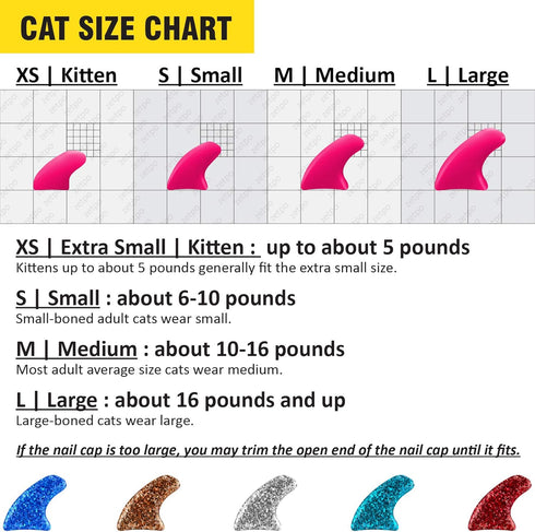 zetpo Cat Nail Caps with Adhesives and Applicators (M, 5X Glitter Random Colors, 100 pcs)