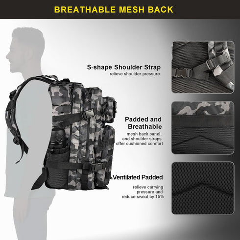 Zavothy 45L Military Tactical Backpack, Army 3 Day Assault Pack Bag for Men and Women with Molle System