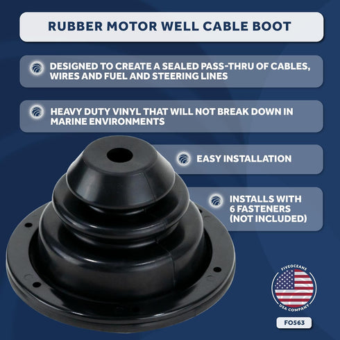 Five Oceans Motor Well Boot, Cable Boot, Covers Holes Up to 5-1/2" Diameter - FO563