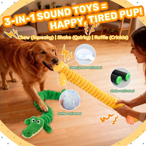 2-Pack 40 LECHONG Extra-Long Squeaky Dog Toys for Large Dogs, Soft Chew Plush Stuffed Animal Dogs Toy, Interactive