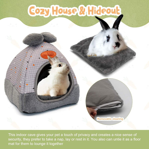 YUEPET Bunny Bed Warm Guinea Pig Cave Beds, Cute Bowknot House, Big Hideouts Cage Accessory for Dwarf Rabbits, Hamster,