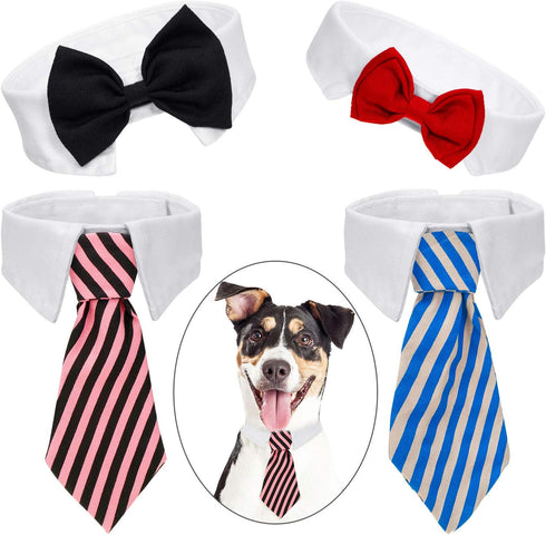 4 Pieces Adjustable Pet Bow Tie Costume for Small Dogs and Cats, Formal Grooming Ties, Party Accessories