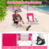 330lbs (1,Pink) GYMAX Beach Chair with Umbrella, Folding Low Beach Chairs with High Back, Adjustable Sunshade & Carry