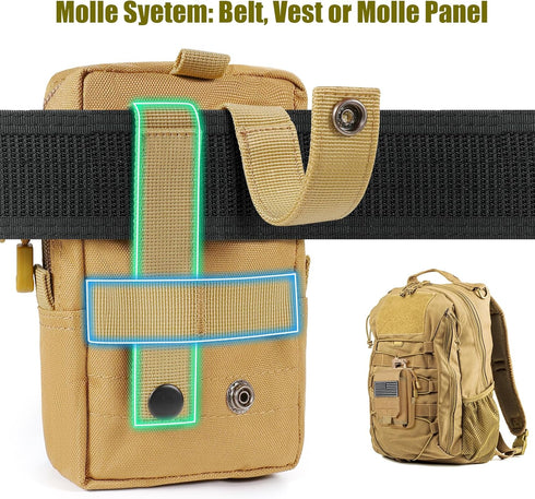 Tactical Molle Pouch, Cell Phone Holster, Small Utility EDC Pouch Gadget Organizer Bag