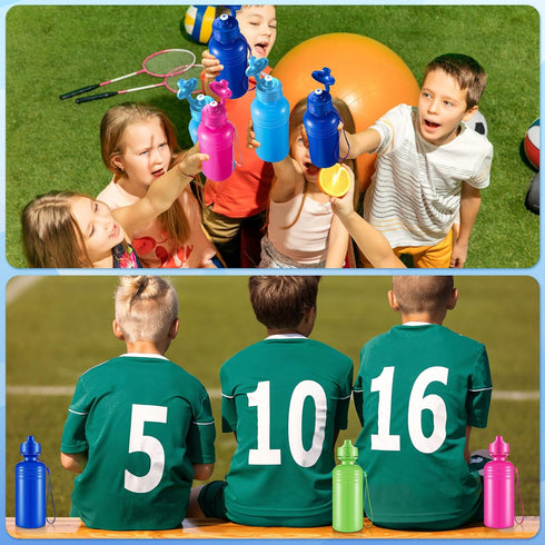Tessco 20 Pcs 18 oz Kids Water Bottle Bulk - Plastic Sports Bottles, Squeeze Reusable Water Bottle Party Favors for