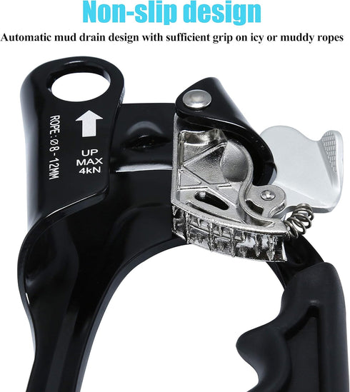 WILDKEN Climbing Hand Ascender for Outdoor Mountaineering, Rappelling Equip for 8-12MM Rope, Left Right Hand