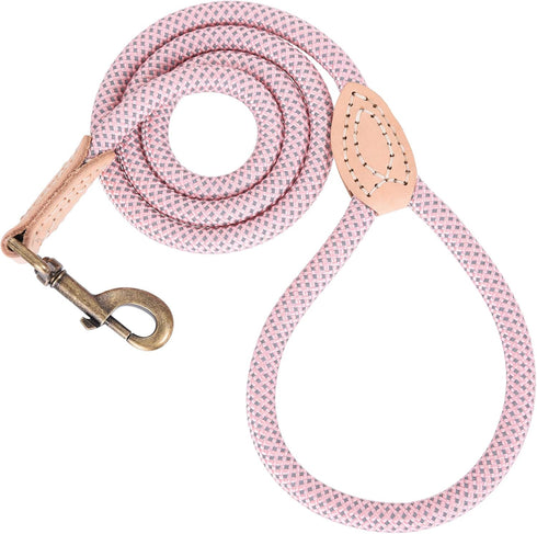 Mile High Life Reflective Dog Leash, Strong Nylon Heavy Duty Training Leash for Small Medium Large Dogs with Leather