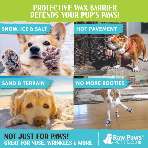 Raw Paws Paw Wax for Dogs & Nose Balm - 4-Ounce Value Size Paw Cream & Wax for Dry, Cracked Pads & Snouts