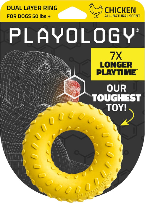 Playology Dog Toys | Dual Layer Ring Durable Chew Toy for Aggressive