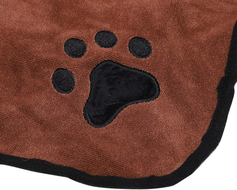 Dam Skerisi Water Absorbent Bathrobe for Dogs and Cats, Wearable Hooded Drying Bath Towel with Belt, Brown, Durably