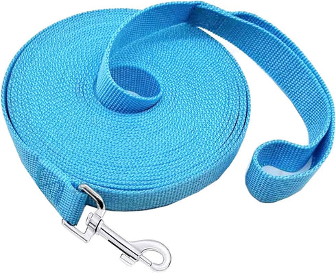 SALO Nylon Training Dog Leash, 20ft Sky Blue, 1 Inch Wide for Small Medium Large Dogs, Obedience Training