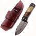 Handmade Damascus Steel Knife – Fixed Blade Dagger for Hunting, Survival, Camping – Full Tang Bone Handle with Sheath