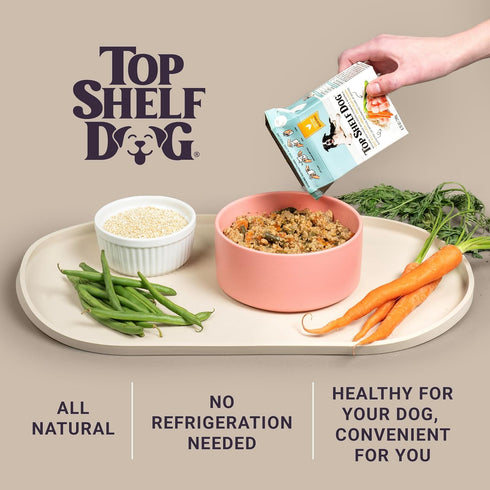 12 8.75oz Fresh Dog Food, All Natural Complete Meal or Kibble Topper, Shelf Stable Premade Wet Recipe with Added