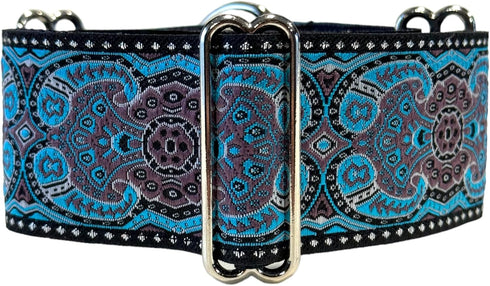 Martingale Dog Collar and Leash Set 2" Wide for Greyhound Saluki Whippet and Similar Breeds (11"-14")