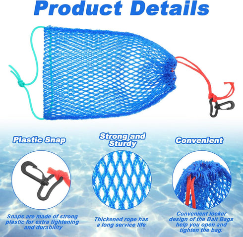AojSup 6 Pcs Crab Trap Bait Bags with Locker, Portable Fish Trap Outdoor Sports Style Crab Snare Mesh Bait Traps Shrimp