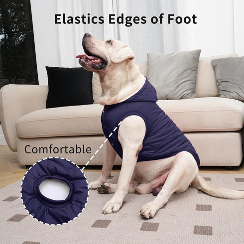 Fleece Lining Extra Warm Blue Dog Hoodie for Large Dogs, Winter Jacket Pet Coats with Hooded, XXXL