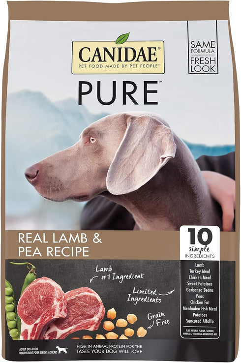Canidae PURE Limited Ingredient Dry Dog Food, Lamb and Pea Recipe, 4 Pounds, Grain Free