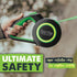 Mighty Paw Retractable Dog Leash 2.0, 16' Heavy Duty Reflective Nylon Tape Lead for Pets up to 110lbs (Green/Lite)