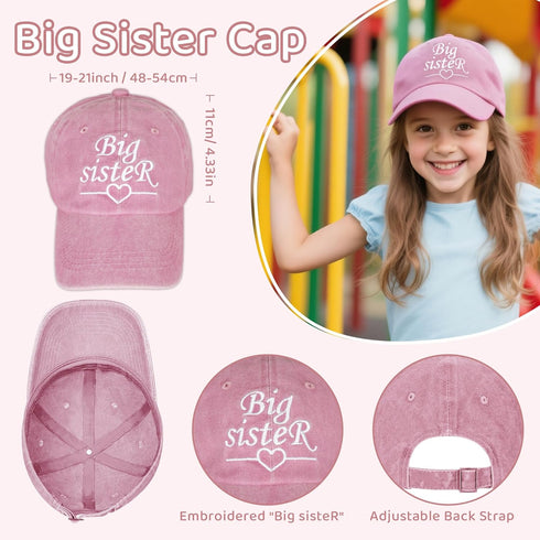 4PCS Set Pack, Big Sister Gifts for Girls Big Sister Gift with Cap, Fanny Water Bottle & Bracelet Birthday Present