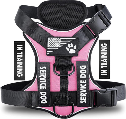Demigreat Service Dog Harness, Reflective Vest with 5 PCS Patches, Adjustable Soft Oxford Harness for Easy Control