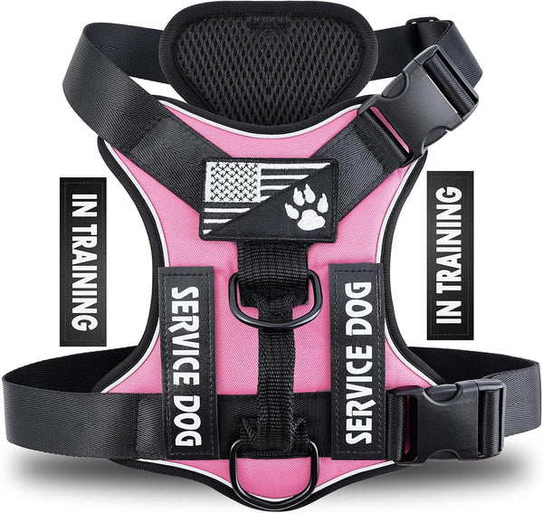 Demigreat Service Dog Harness, Reflective Vest with 5 PCS Patches, Adjustable Soft Oxford Harness for Easy Control