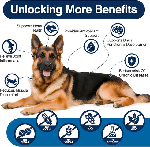3 200 Omega Skin and Coat Supplement for Dogs Chews Dog Fish Oil Supplements with EPA & DHA Fatty Acids Dry Skin Relief