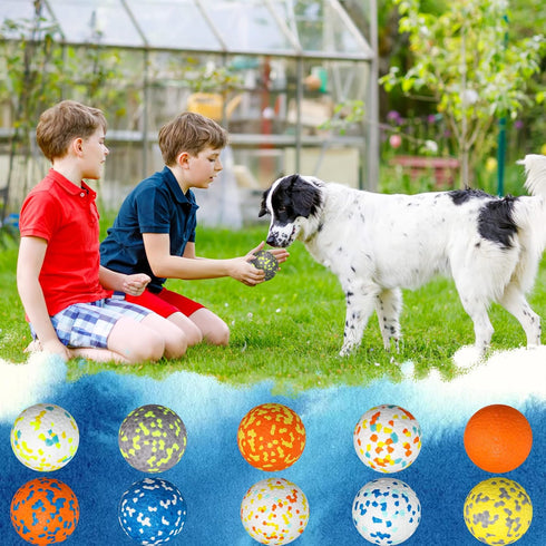 Lenwen 10 Pcs Dog Toy Ball for Aggressive Chewers, Interactive Bouncy Floating Rubber Ball for All Dogs (Bright Color,