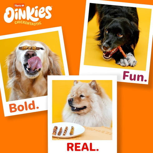 Oinkies Chickentastic Tender Bullies Dog Treats, 20 Count, Real Chicken Breast & Beef Bully Stick Flavor, Rawhide-Free
