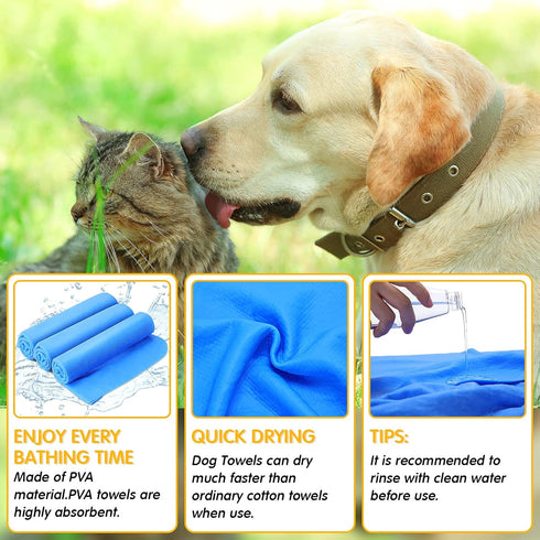 Tatuo 3 Pieces Pet Absorbent Towel, Quick Drying Dog Bath Towel, Machine Washable for Any Size Pets