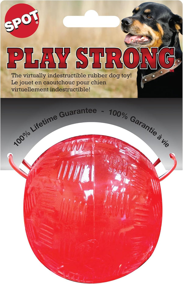 SPOT Play Strong Ball, Durable TPR Dog Toy for Aggressive Chewers, 3.25 inch, Hollow Center for Treats