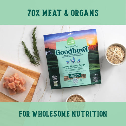 23oz, 1.44 (Pack 1) Open Farm Goodbowl Freeze Dried Morsels Harvest Chicken & Wholesome Grains Recipe Pound