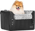 25 lbs PETSFIT Small Dog Car Seat, Waterproof PU Leather Dog Carseat with Patent Safe Buckles, Clip-On Leash, Car Seat