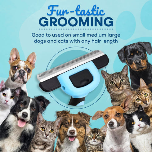 Professional Dog Deshedding Brush, Dog Brush for Shedding, Pet Hair Remover for Cats and Dogs (Blue)