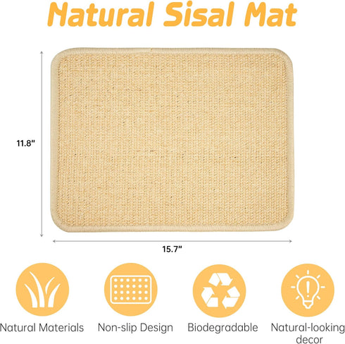 2Pcs (15.7x11.8 Bunny Scratch Pads, Sisal Rabbit Scratching Pad,Natural Cat Resting Mats for Cages,Guinea Pig Bed
