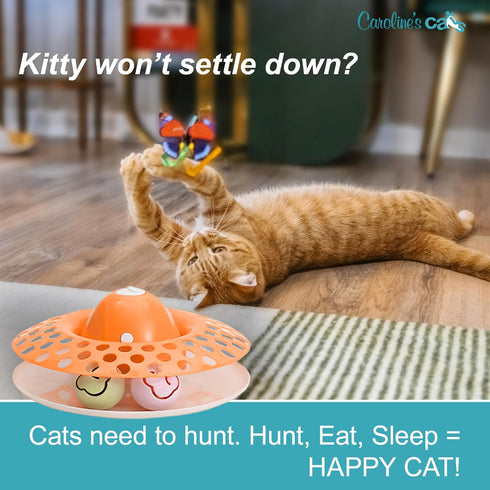 2 1 Recommended Caroline's Cats Automatic Butterfly Cat Toy Interactive in with Auto Shut Off & Catnip Ball Track;