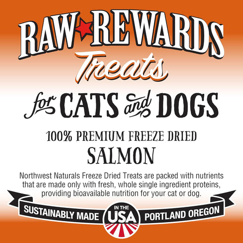 Northwest Naturals Raw Rewards Freeze-Dried Salmon Treats for Dogs and Cats - Healthy, 1 Ingredient, Human Grade Pet