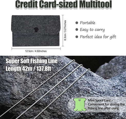 Survival Card Multitool Camping Kit, 9PCS Portable Survival Tool with Fishing Line Gear, Credit Card Wallet with Felt