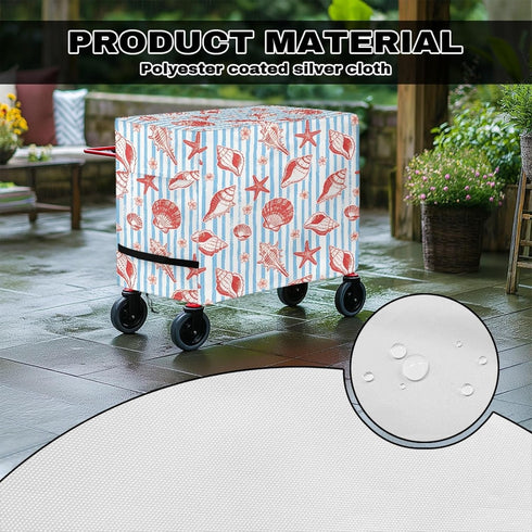 Xumfabuy 80 Cooler Cover, Conch Print Outdoor Bar Cart Cover Compatible with Most Quart Patio Cooler Cart, Ice Chest
