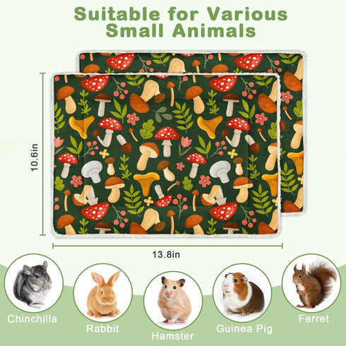 2Pcs Glittme Bunny Bed Rabbit Bed for Indoor Cage Soft Guinea Pig Bed Fleece Mat Pad Warm Small Animal Bedding