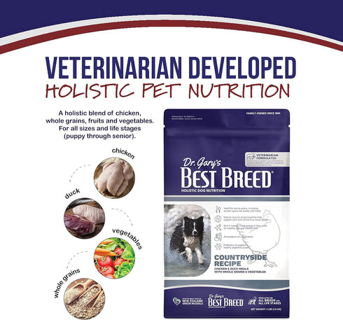 Best Breed Dr. Gary's Countryside Recipe - Natural Dry Dog Food for All Breeds and Sizes - 13lbs