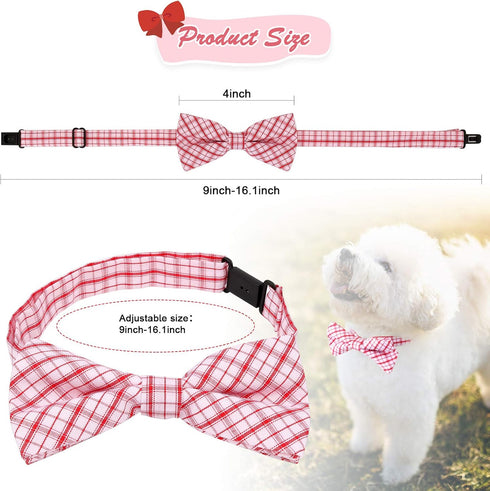 BWOGUE Plaid Dog Bow Ties - 10pcs Adjustable Bowties for Small Medium Large Dogs and Cats