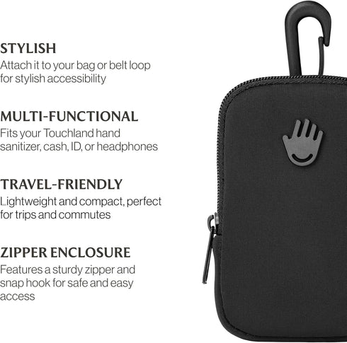 1FL OZ Touchland Touchette Zippered Pouch, Attachable Fashion Accessory with Snap Hook for Power Mist and Glow Mist